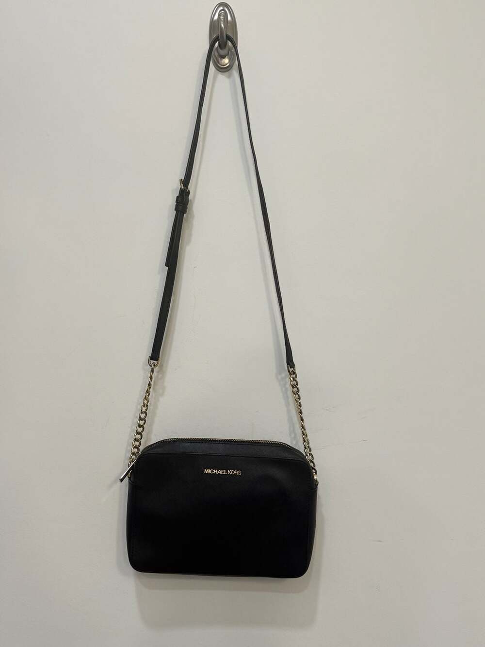 Michael Kors Jet Set Large East West Saffiano Leather Crossbody Bag Black